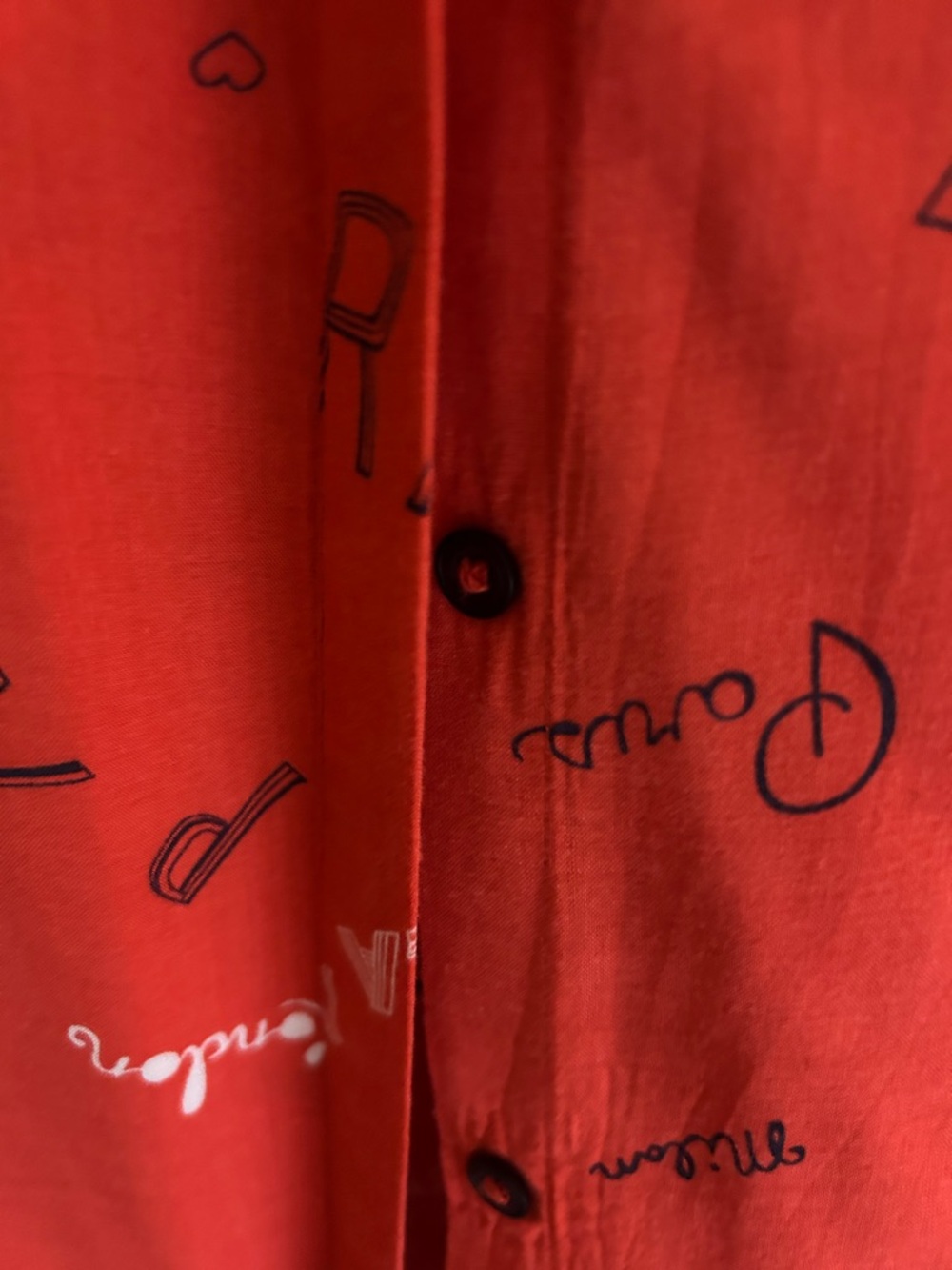 Maeve Red Script-Print Button-Up Blouse - Picture 4 of 6